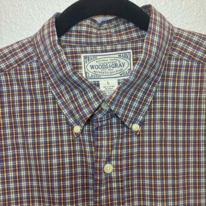 Woods & Gray Men’s Plaid Button-Down Shirt Short Sleeve Multicolor Check‎ L